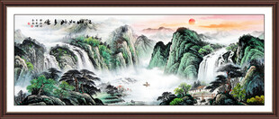 写意青绿国画山水画