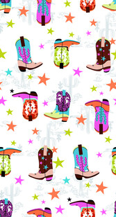 多彩牛仔靴星星图案背景