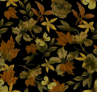 复古花卉黑色背景图案