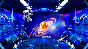 科幻宇宙飞船内的行星景观