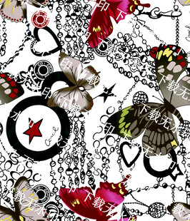 多彩图案 面具蝴蝶与装饰元素