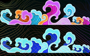 梦幻祥云 浪花元素