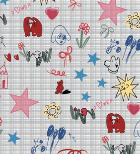 童趣手绘风卡通格子