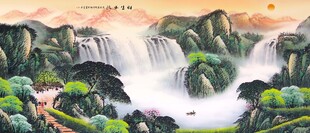 山水瀑布美景图