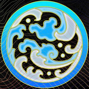 蓝白圆形传统花纹图案