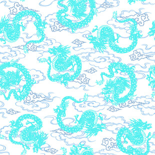 蓝白龙纹图案设计