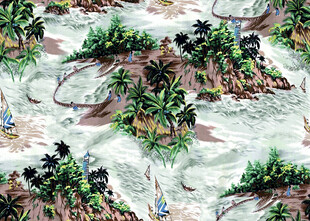 热带海岛风光无缝图案