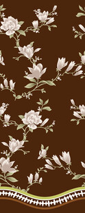 棕色底白花精美花卉图案