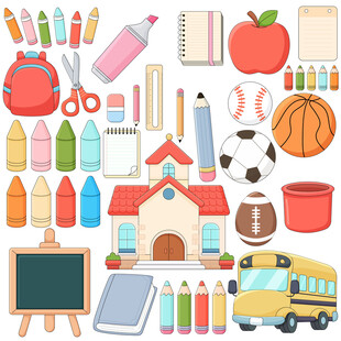 学习体育用品学校足球篮球蜡笔