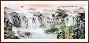 八方聚财山水画