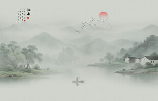 江南水墨山水画