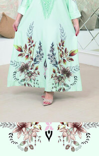 花卉裙子图案绿色长裙展示