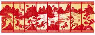 千里江山图剪纸艺术作品展示