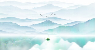 中式青绿山水图