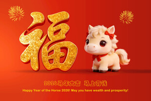 2026年 福字 马贺岁 马年