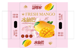 烫金粉色水仙芒礼盒平面展开图