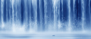 蓝色梦幻瀑布景观背景图