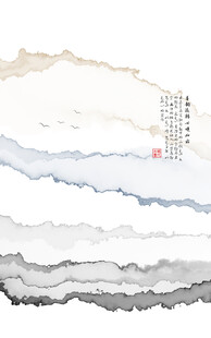 新中式线条水墨画