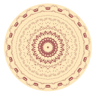 圆形复古花纹装饰图案