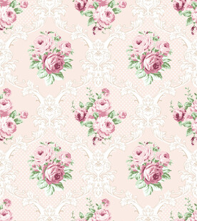 粉色花卉复古图案壁纸
