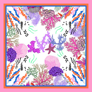 海洋风多彩珊瑚印花图案