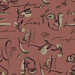 抽象人脸线条艺术图案