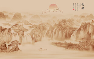 新中式水墨古风背景壁纸壁画