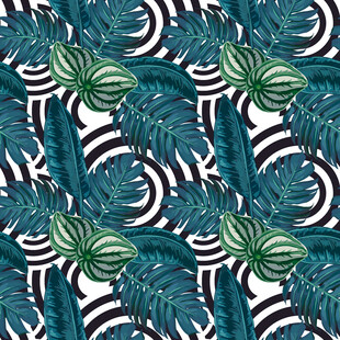 热带植物几何图案纹理