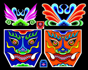 传统戏曲脸谱图案兽斗古建筑檐