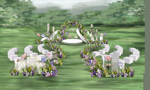 户外浪漫草坪婚礼布置