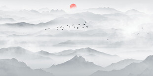 意境水墨山水画