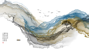 水墨抽象线条艺术画作