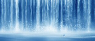 流水生财瀑布山水画