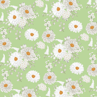 清新雏菊绿色花卉图案