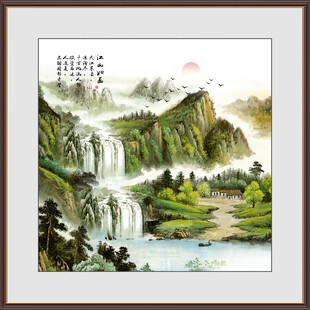 八方聚财山水画