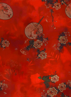 红色花卉纹理图案背景