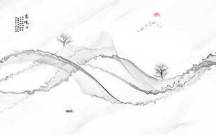 中式抽象山水画