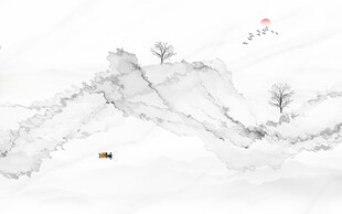 中式抽象山水画