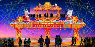 新春门楼花灯彩灯效果彩灯