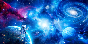 浩瀚星空宇宙星球太空宇航员背景