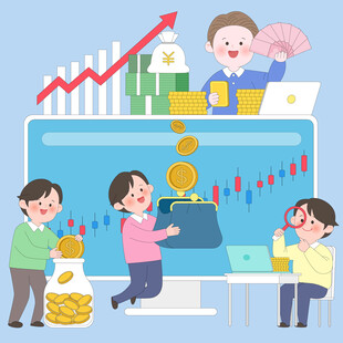 金融投资理财存钱财富增长插画