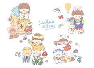 可爱儿童插画元素集合