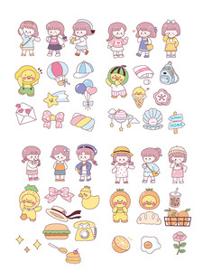 可爱卡通人物贴纸集合
