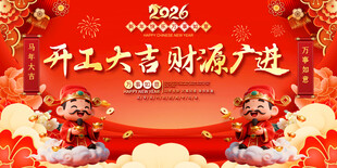 开工大吉展板