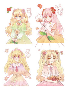 可爱少女插画四格形象