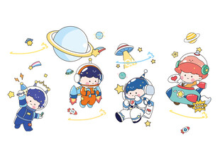 可爱卡通宇航员太空元素