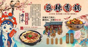 麻辣香锅背景墙