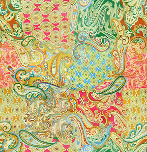 多彩复古风佩斯利花纹图案