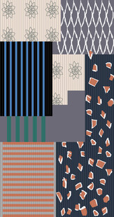 多样几何花卉图案面料