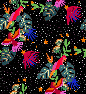 热带鹦鹉花卉图案背景